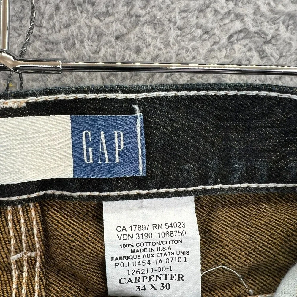 Vintage GAP CARPENTER Jean Men 34x30 Baggy Straight Leg Dark Blue Denim USA READ